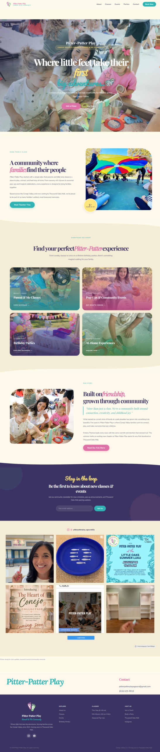 Pitter Patter Play website, full page